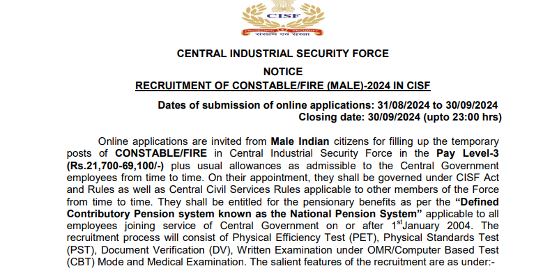 CISF Recruitment 2024: 1130 Constable Positions Available; Apply Now At cisfrectt.cisf.gov.in