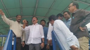 APTDC chairman Nukasani Balaji visits flood-ravaged Berm Park in Vijayawada