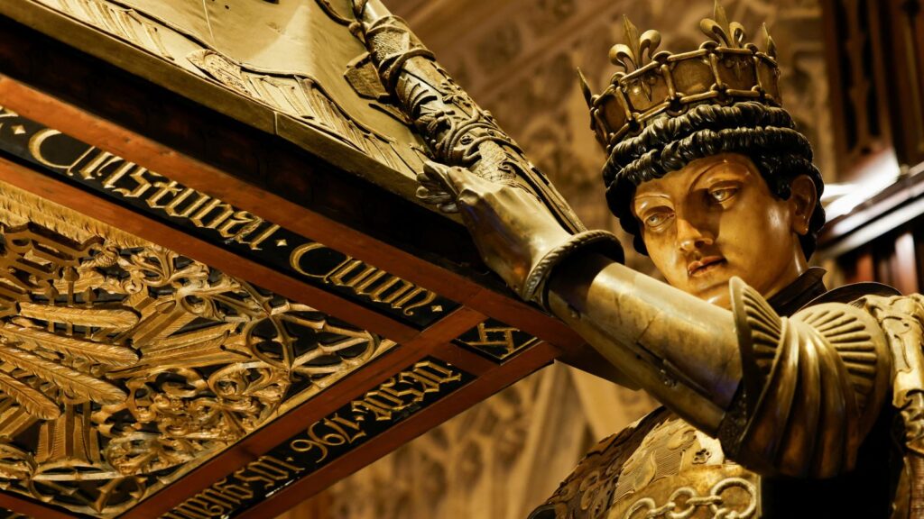 The mausoleum of Christopher Columbus in Seville Cathedral, Spain. Pic: Reuters