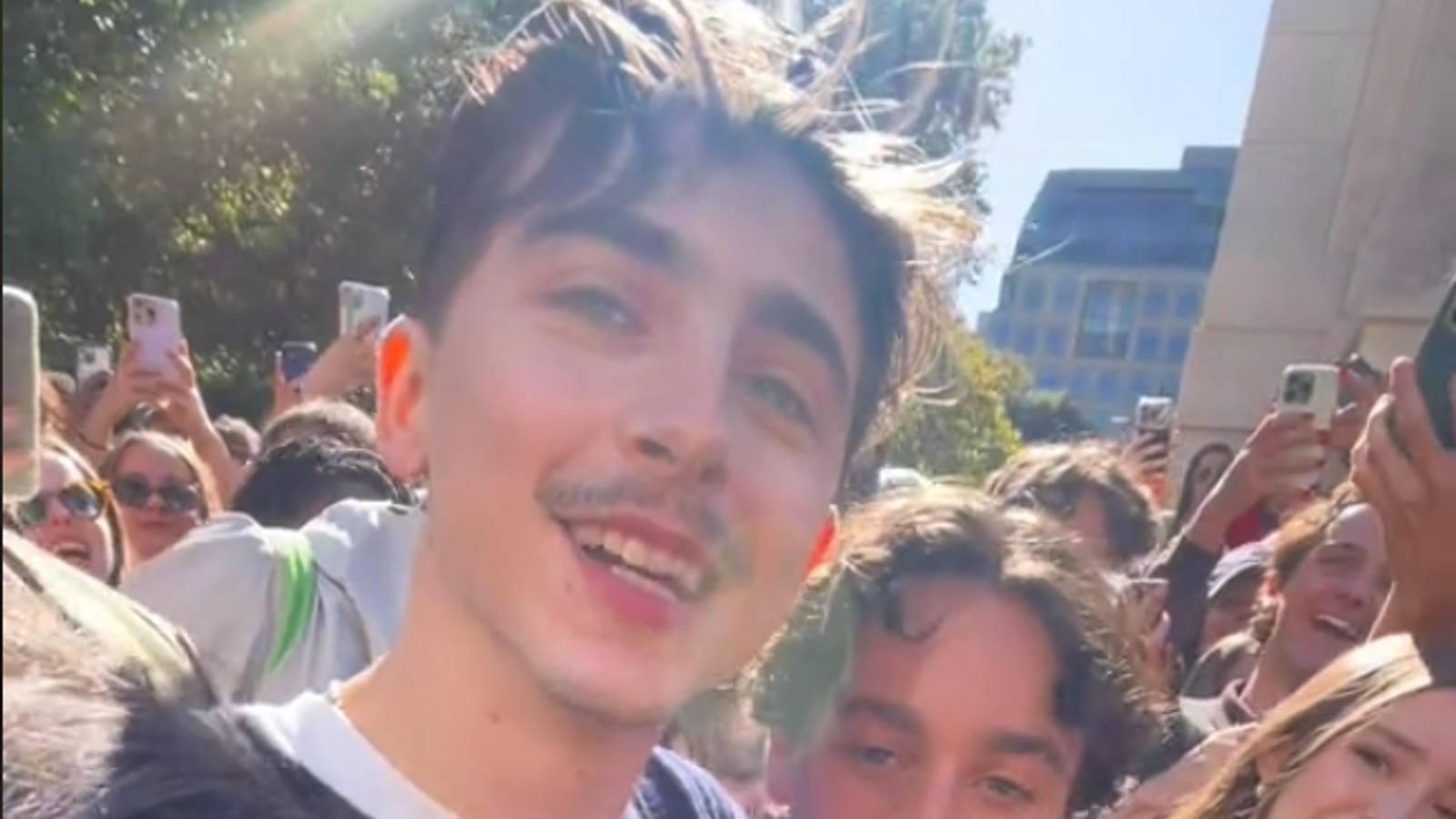 Actor Timothée Chalamet makes a surprise appearance at his own look-alike contest in Lower Manhattan 27/10/2024. Screengrab from tiktok video https://vm.tiktok.com/ZGd8YPPAc/  used with permission jadiecakes_