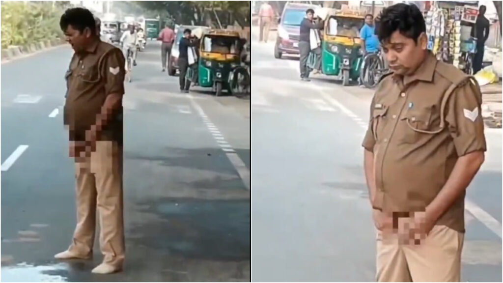 Viral VIDEO: Drunk Constable Unzips And Urinates In Middle Of Road Outside Police Station In Agra;...