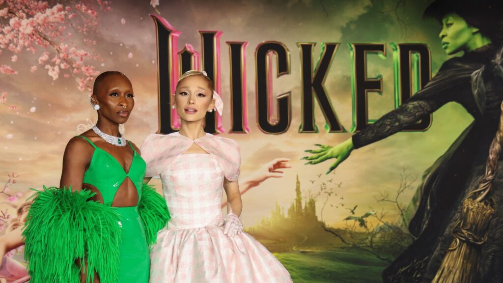 British actress Cynthia Erivo and US singer Ariana Grande at the LA premiere of Wicked in November. Pic: Reuters