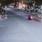 Horrific CCTV Video Captures Man On Speeding Bike Knocked Off Due To Rope Tied Across Road