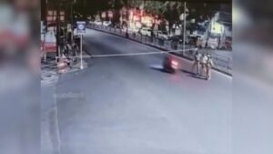 Horrific CCTV Video Captures Man On Speeding Bike Knocked Off Due To Rope Tied Across Road