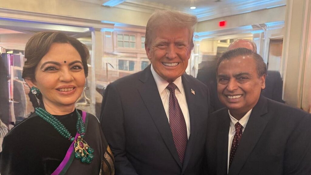 US President-Elect Donald Trump Meets Nita And Mukesh Ambani Ahead Of His Inauguration Ceremony