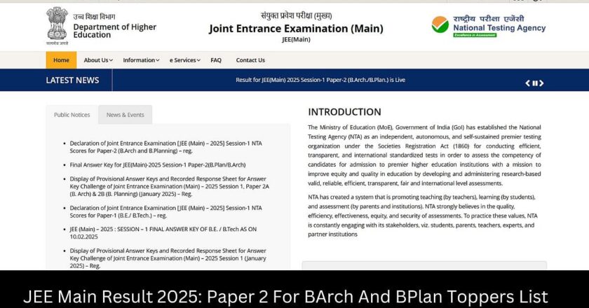पेपर 2 टॉपर्स नाम jeemain.nta.ac.in पर जारी किया गया; पूरी सूची यहां देखें