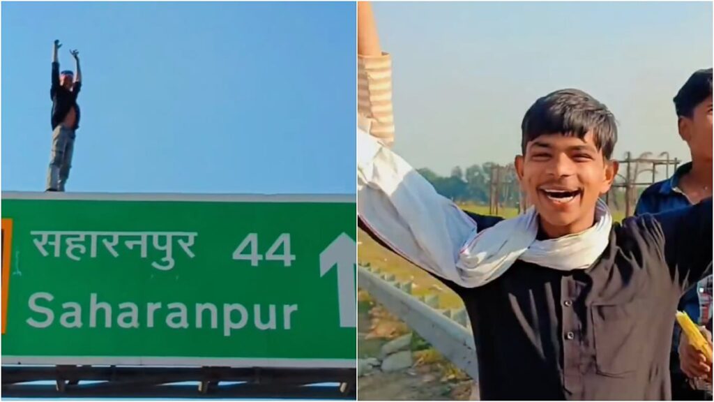 Viral VIDEO: Young Man Risks His Life By Climbing 30-Ft Hoarding On Highway For Instagram Reel In...