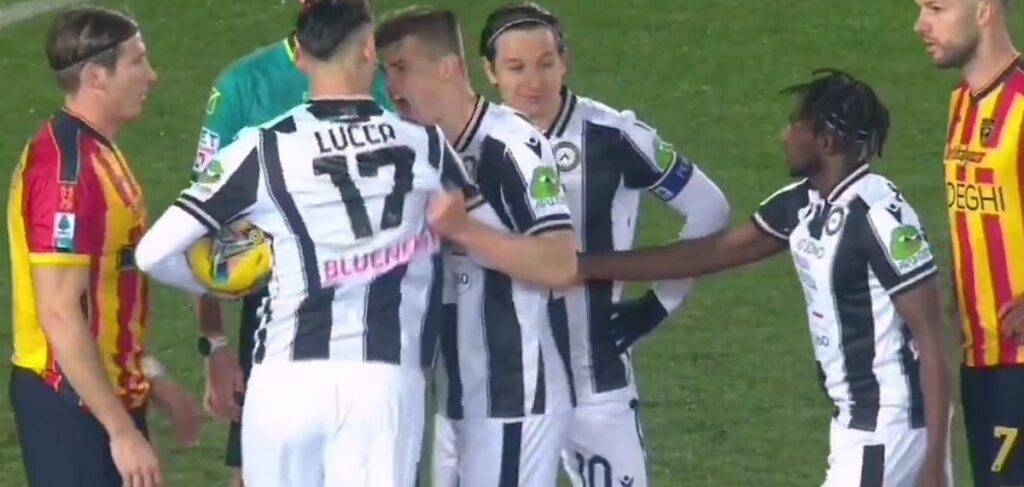 Bizarre! Udinese Players Involved In Heated Clash Over Penalty Kick, Lorenzo Lucca Subbed Out By...