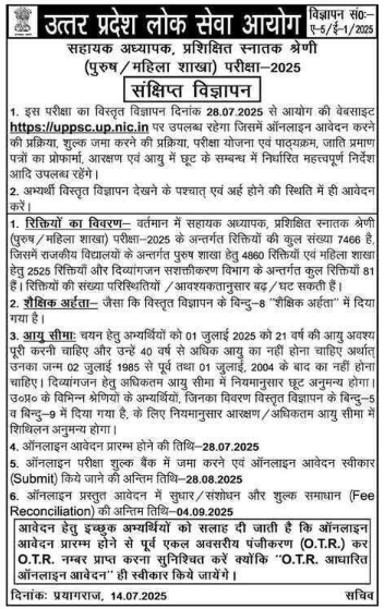 UP LT Grade Teacher Recruitment 2025