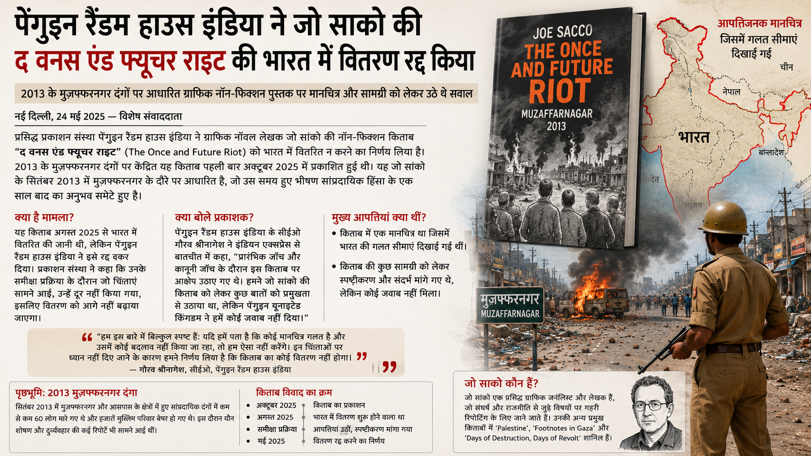 मुज़फ्फरनगर दंगों पर जो सैको की किताब भारत में प्रतिबंधित नहीं, लेकिन वितरण रोका गया